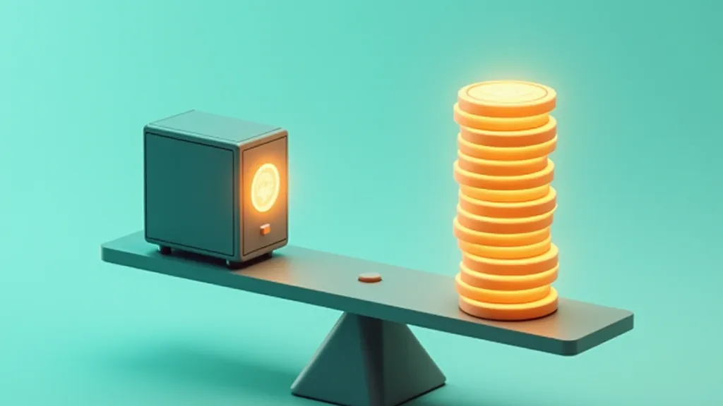 A balance scale weighing a local GPU workstation against a stack of token coins
